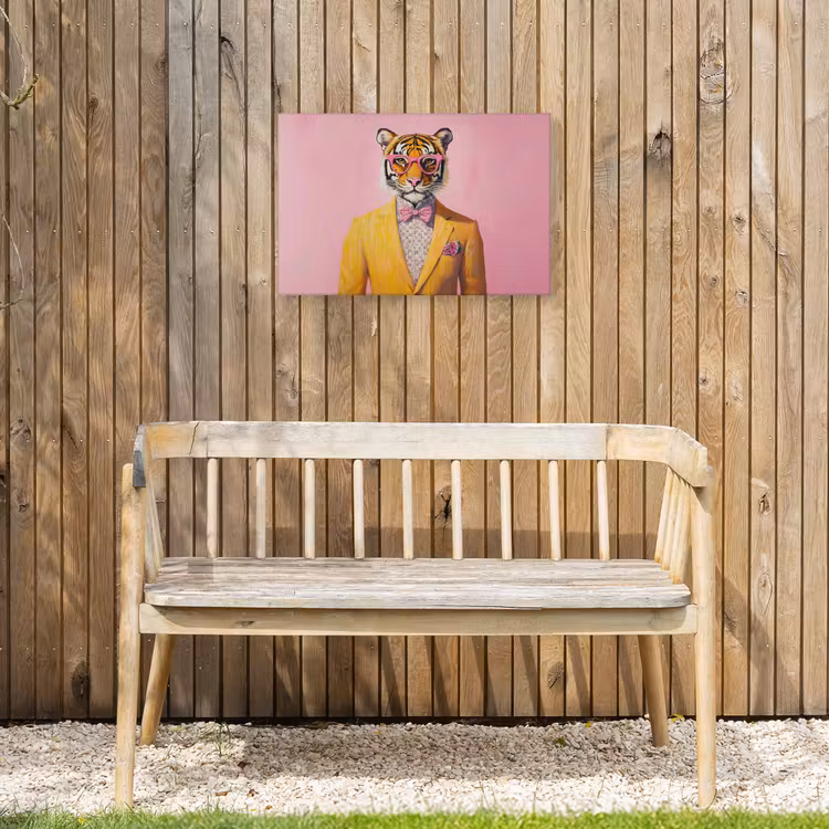 Tijger - Bril - Geel - Jasje Tuinposter op houten frame 2 cm dik klein -sfeer4