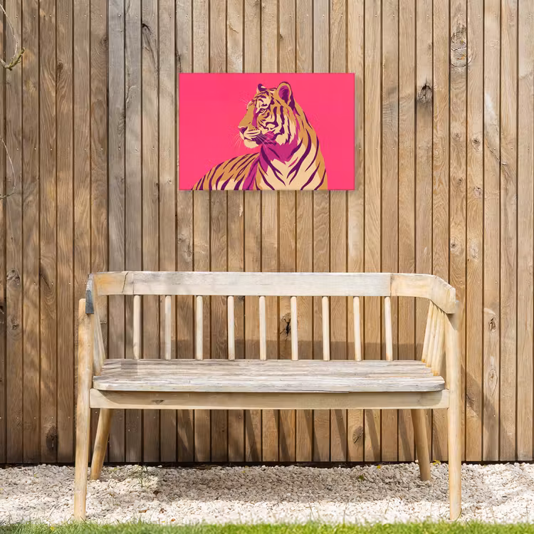 Tijger - Modern - Neon Tuinposter op houten frame 2 cm dik klein -sfeer4