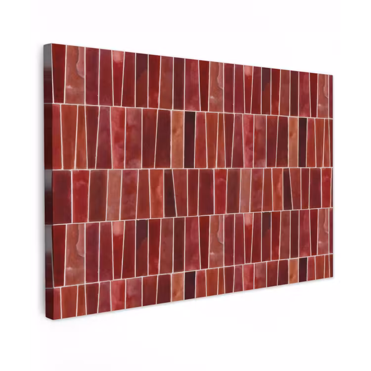Tegels - Modern - Structuur - Dieprood Tuinposter op houten frame 2 cm dik klein 845 -3d