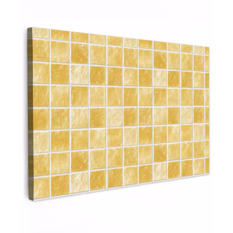 Tegels - Mozaïek - Textuur - Goudgeel Tuinposter op houten frame 2 cm dik klein 845 -3d