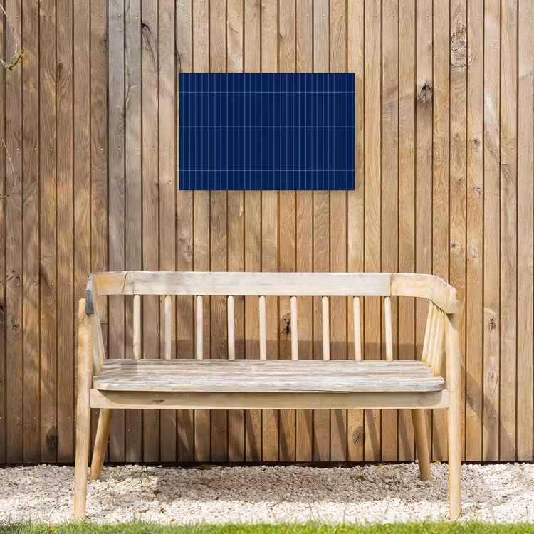 Tegels - Langwerpig - Blauw Tuinposter op houten frame 2 cm dik klein 845 -sfeer4