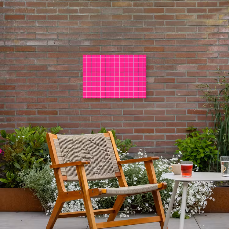 Tegels - Vierkant - Fuchsia Tuinposter op houten frame 2 cm dik klein 845 -sfeer3