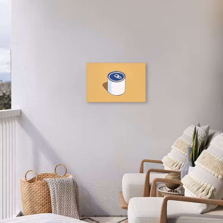 Blikje - Minimalistisch - Blauw - Illustratie Tuinposter op houten frame 2 cm dik klein -sfeer1