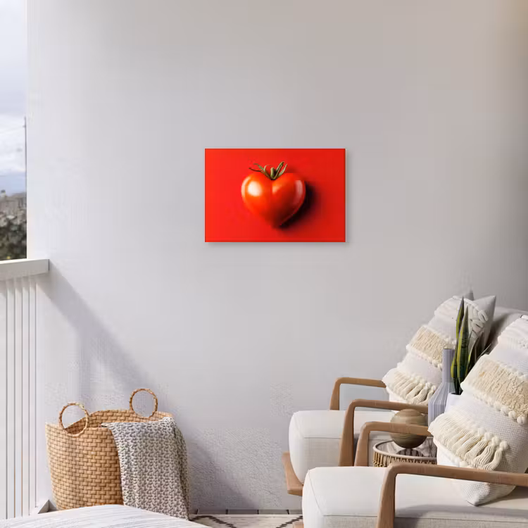 Tomaat - Rood - Hart Tuinposter op houten frame 2 cm dik klein -sfeer1
