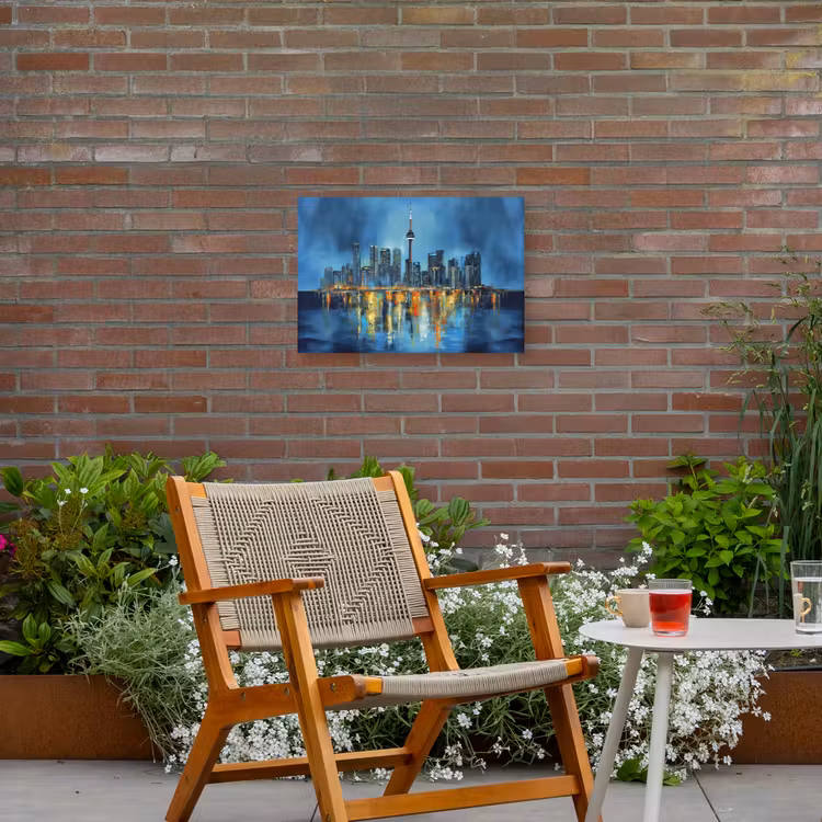 Skyline Toronto - Water - Stadslichten - Toren Tuinposter op houten frame 2 cm dik klein -sfeer3