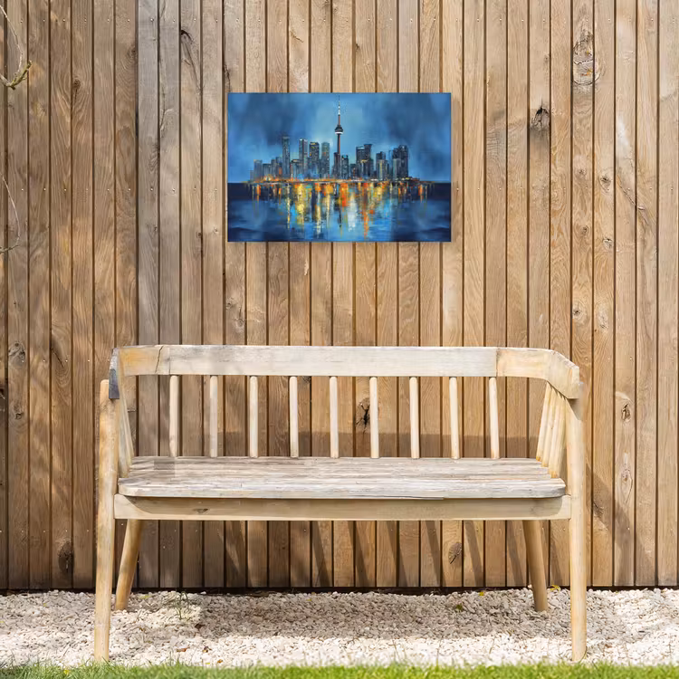 Skyline Toronto - Water - Stadslichten - Toren Tuinposter op houten frame 2 cm dik klein -sfeer4