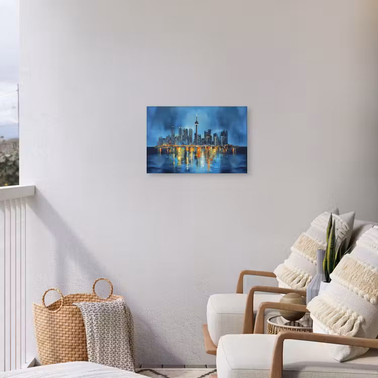 Skyline Toronto - Water - Stadslichten - Toren Tuinposter op houten frame 2 cm dik klein -sfeer1