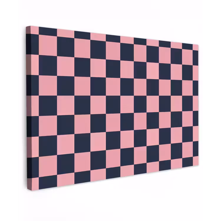 Traditioneel - Patroon - Blauw - Roze Tuinposter op houten frame 2 cm dik klein 845 -3d