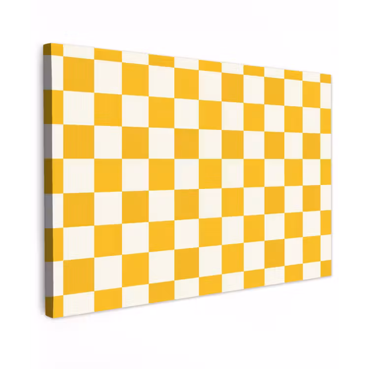 Traditioneel - Patroon - Geel Tuinposter op houten frame 2 cm dik klein 845 -3d