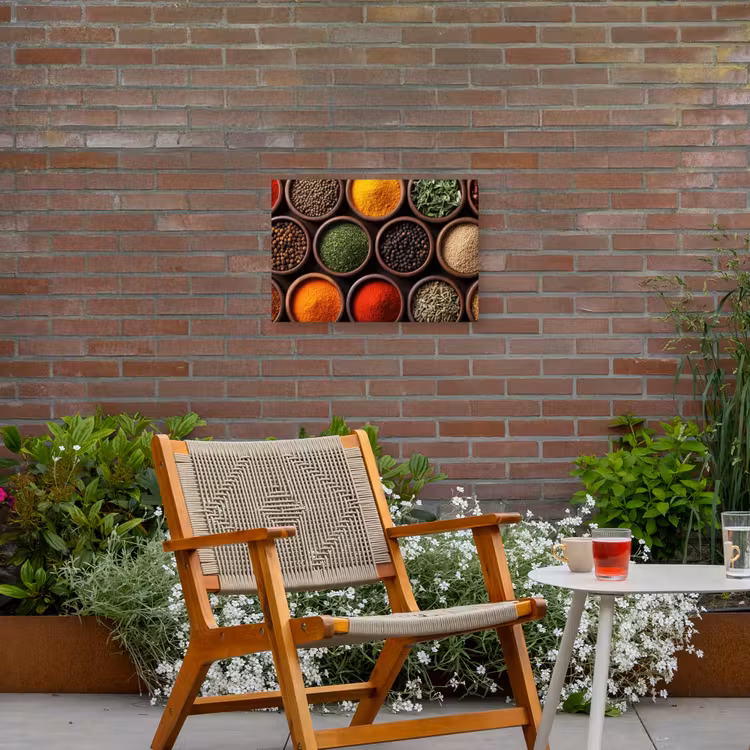 Bakjes - Hout - Kruiden - Kleurrijk Tuinposter op houten frame 2 cm dik klein -sfeer3