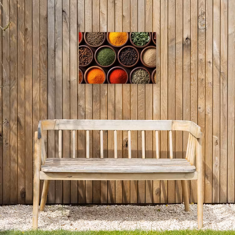 Bakjes - Hout - Kruiden - Kleurrijk Tuinposter op houten frame 2 cm dik klein -sfeer4