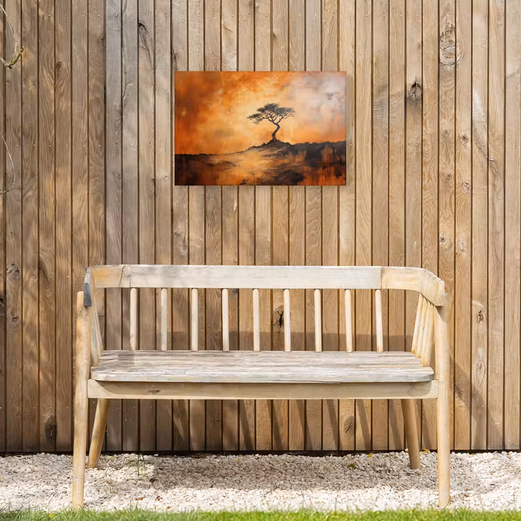Boom - Landschap - Oranje Tuinposter op houten frame 2 cm dik klein -sfeer4