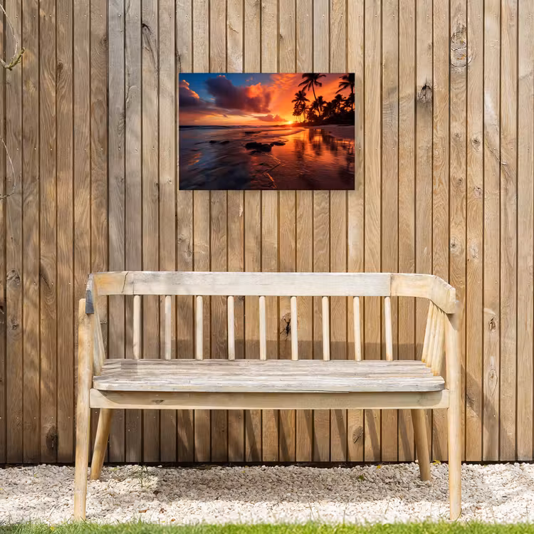 Tropische Zonsondergang Tuinposter op houten frame 2 cm dik klein -sfeer4