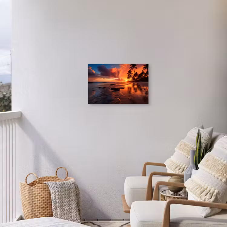 Tropische Zonsondergang Tuinposter op houten frame 2 cm dik klein -sfeer1