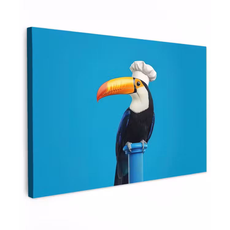 Tucan - Sokkel - Vogel - Koksmuts Tuinposter op houten frame 2 cm dik klein -3d
