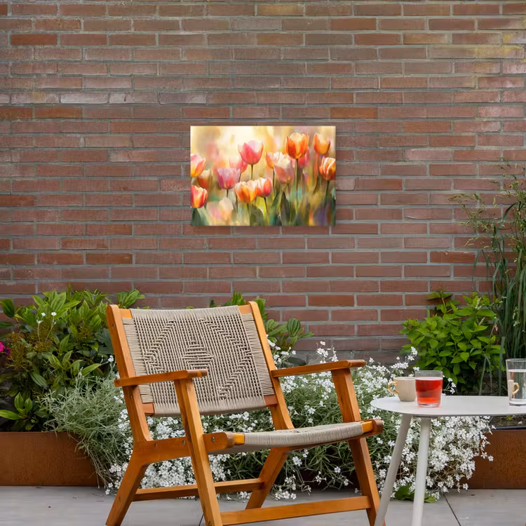 Tulpen - Sprookjesachtig - Kleurrijk Tuinposter op houten frame 2 cm dik klein -sfeer3