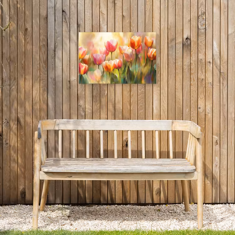 Tulpen - Sprookjesachtig - Kleurrijk Tuinposter op houten frame 2 cm dik klein -sfeer4
