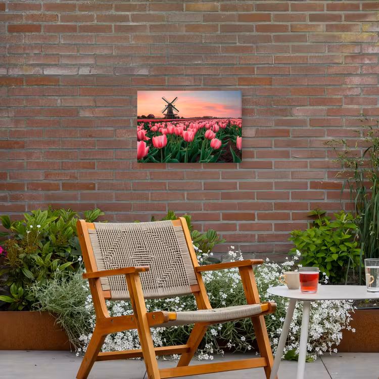 Tulpen - Molen - Nederland Tuinposter op houten frame 2 cm dik klein -sfeer3