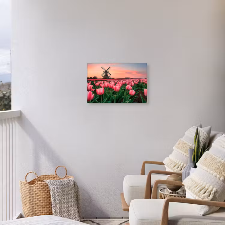 Tulpen - Molen - Nederland Tuinposter op houten frame 2 cm dik klein -sfeer1