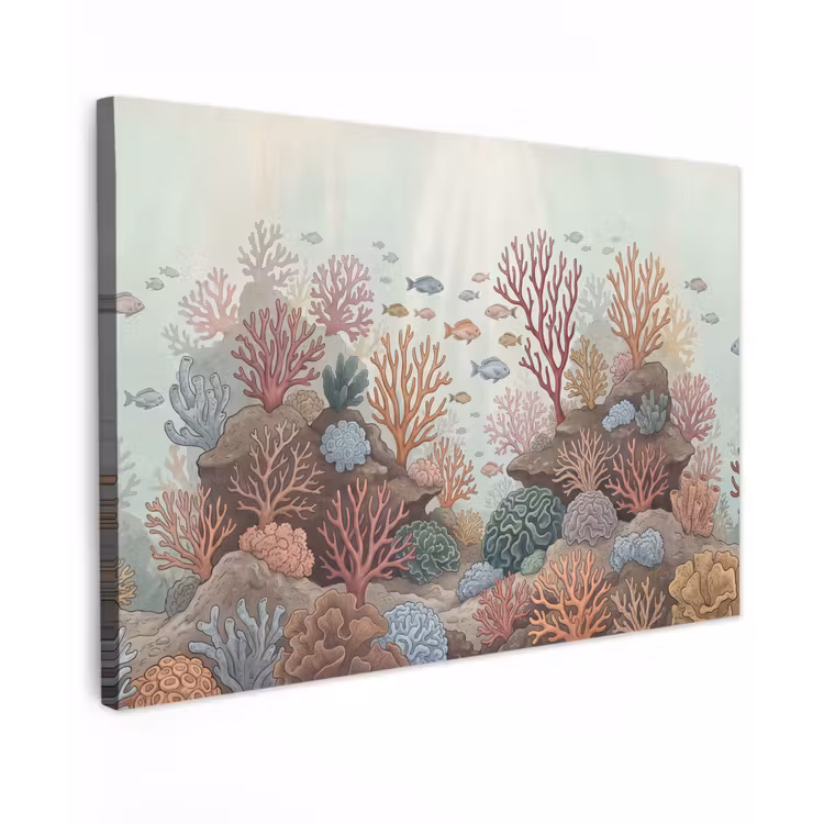Onderwater - Koraal - Vis - Natuur Tuinposter op houten frame 2 cm dik klein -3d