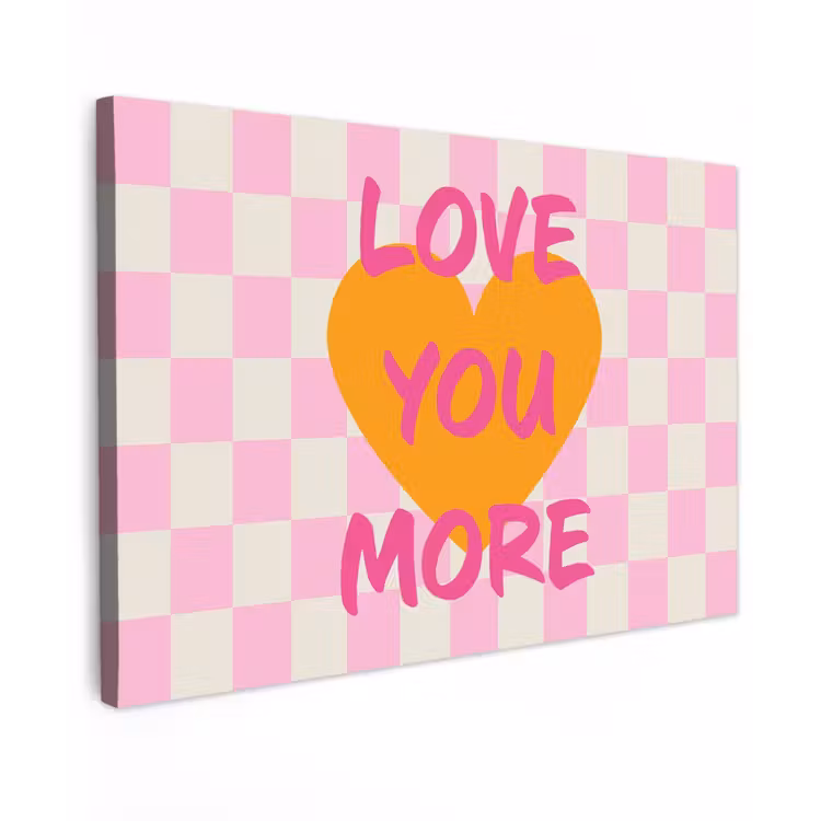 Valentijn - Love - Roze - Oranje Tuinposter op houten frame 2 cm dik klein -3d