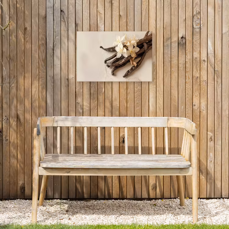 Vanille - Bloemen - Beige Tuinposter op houten frame 2 cm dik klein -sfeer4