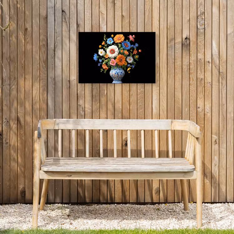 Vaas - Boeket - Bloemen - Kleur Tuinposter op houten frame 2 cm dik klein -sfeer4