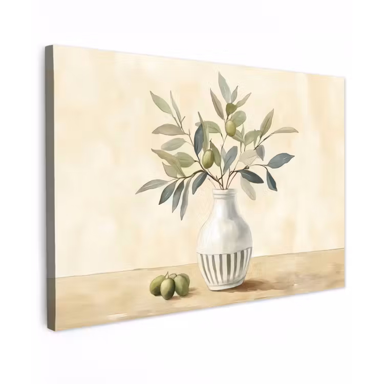Vaas - Keramiek - Olijftakken Tuinposter op houten frame 2 cm dik klein -3d