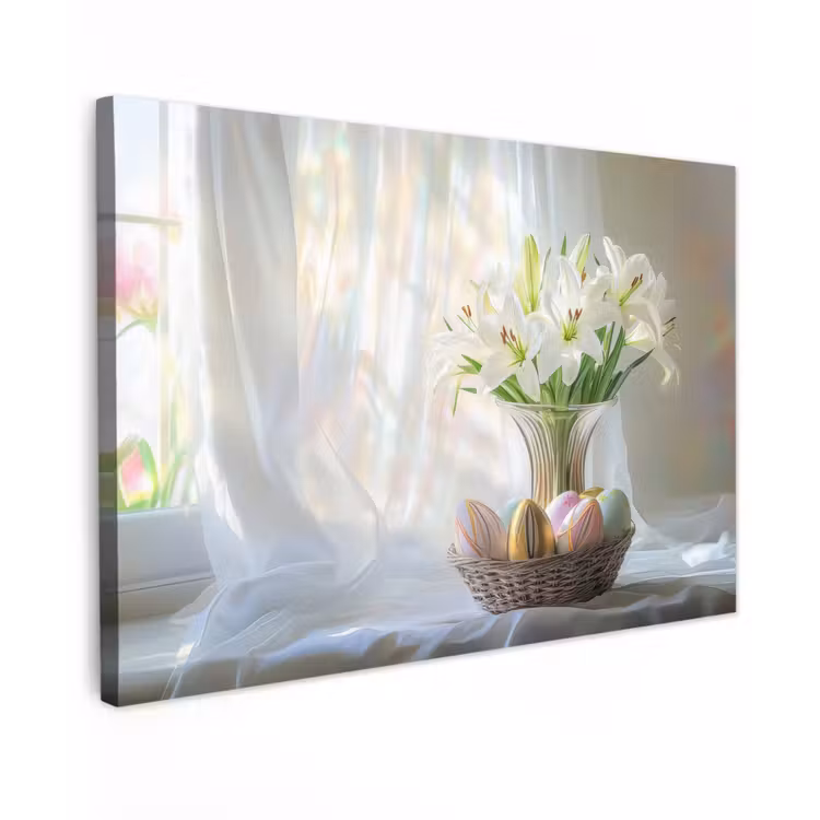 Vaas - Eieren - Bloemen Tuinposter op houten frame 2 cm dik klein -3d