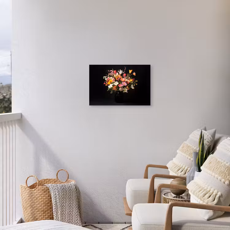 Vaas - Bloemen - Tulpen Tuinposter op houten frame 2 cm dik klein -sfeer1