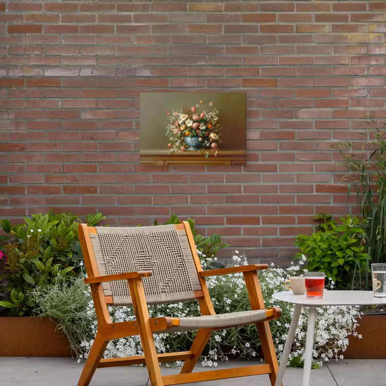 Vaas - Pastel - Kleuren - Bloemen Tuinposter op houten frame 2 cm dik klein -sfeer3
