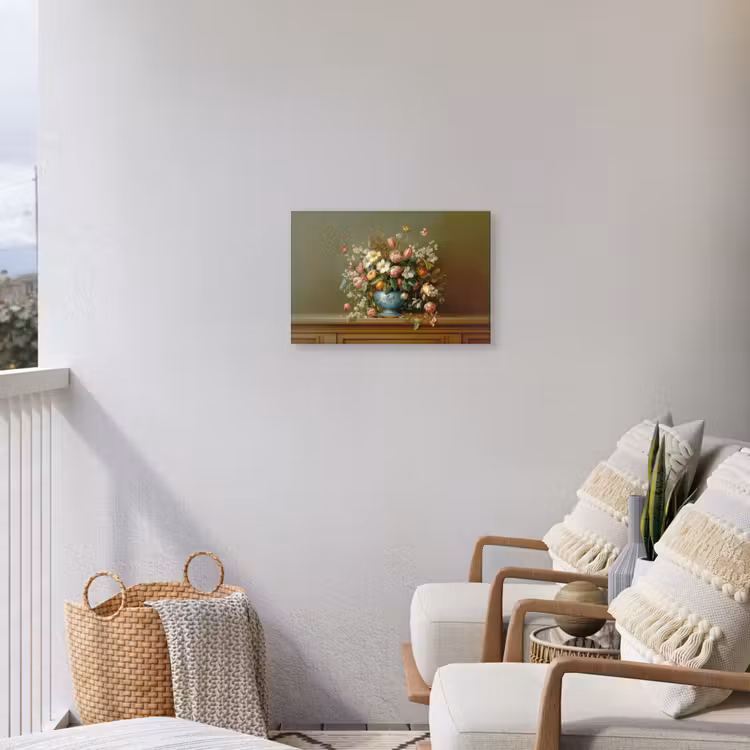 Vaas - Pastel - Kleuren - Bloemen Tuinposter op houten frame 2 cm dik klein -sfeer1