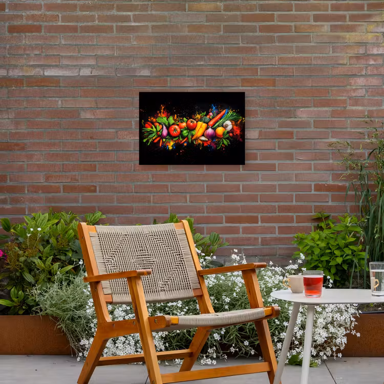 Groente - Eten - Kruiden - Graffiti - Koken Tuinposter op houten frame 2 cm dik klein -sfeer3