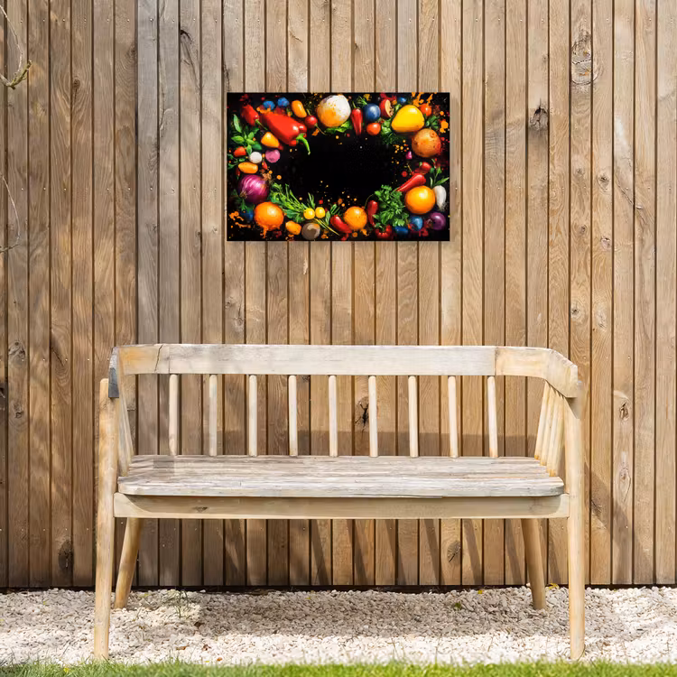 Groente - Graffiti - Kleurrijk - Koken - Abstract Tuinposter op houten frame 2 cm dik klein -sfeer4