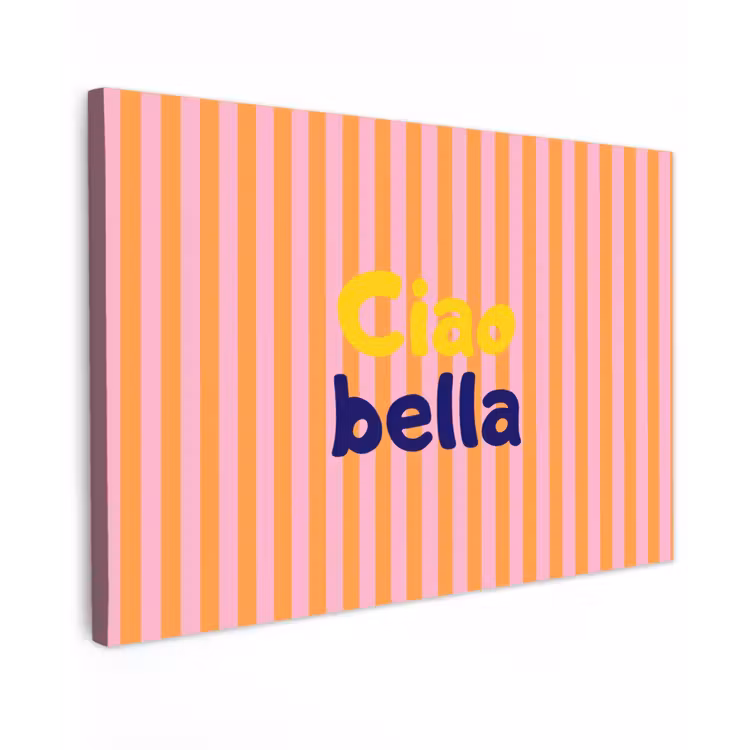 Verticaal - Strepen - Oranje - Ciao bella Tuinposter op houten frame 2 cm dik klein -3d