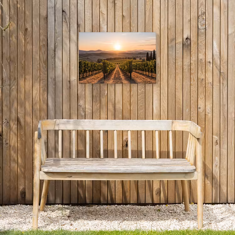 Wijngaard - Zonsondergang - Landschap Tuinposter op houten frame 2 cm dik klein -sfeer4