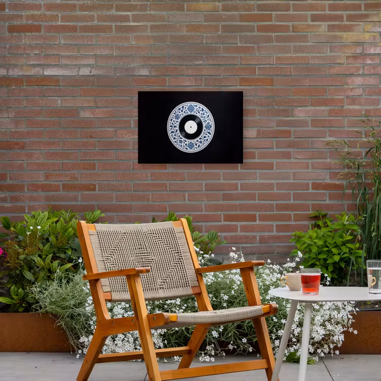 Vinyl - LP - Delfts Blauw - Muziek Tuinposter op houten frame 2 cm dik klein -sfeer3