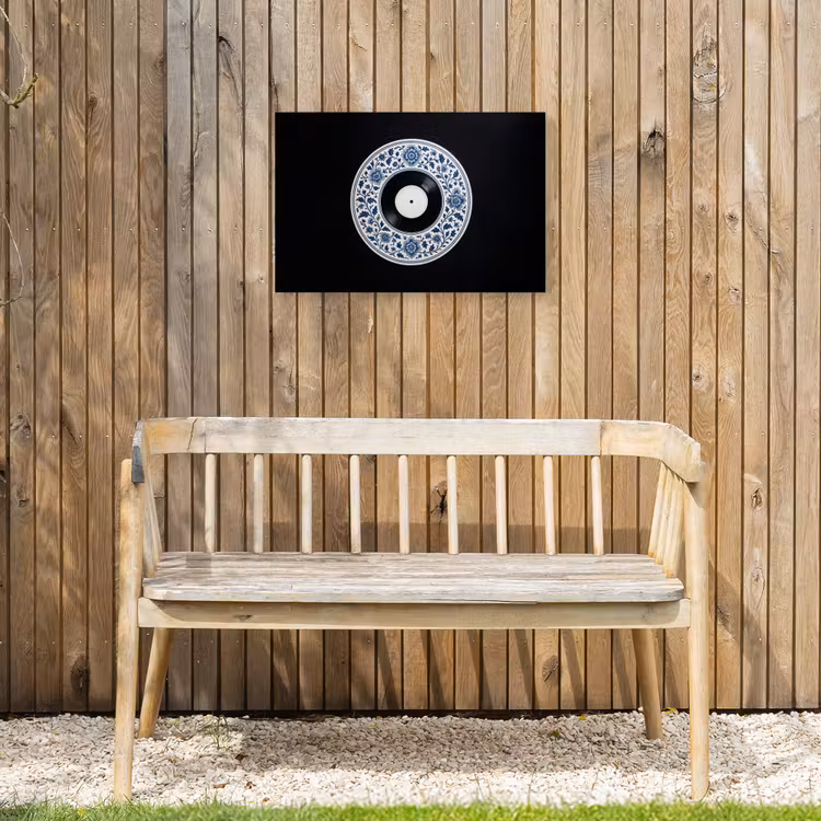 Vinyl - LP - Delfts Blauw - Muziek Tuinposter op houten frame 2 cm dik klein -sfeer4
