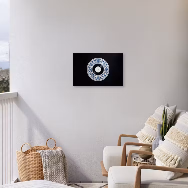 Vinyl - LP - Delfts Blauw - Muziek Tuinposter op houten frame 2 cm dik klein -sfeer1
