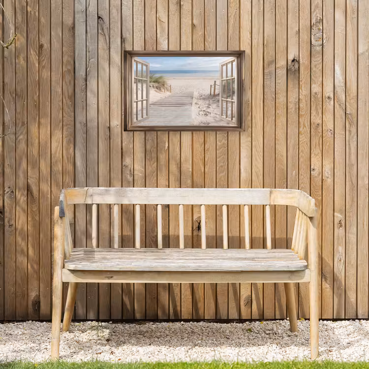 Doorkijk - Strand - Duinen - Pad - Landschap Tuinposter op houten frame 2 cm dik klein -sfeer4