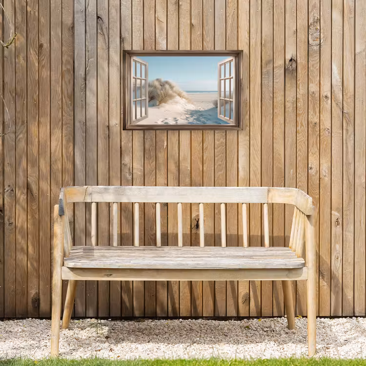 Doorkijk - Helmgras - Duinen - Zee - Landschap Tuinposter op houten frame 2 cm dik klein -sfeer4