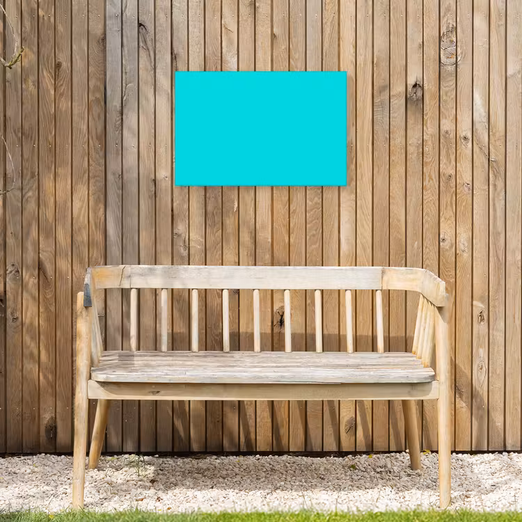 Vivid - Aquamarine - Turkoois Tuinposter op houten frame 2 cm dik klein 845 -sfeer4