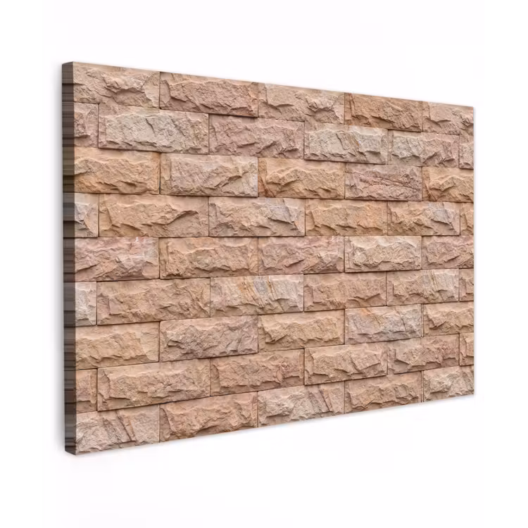 Muur - Steen - Ruw - Textuur - Beige Tuinposter op houten frame 2 cm dik klein -3d