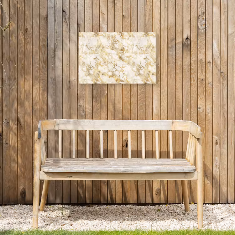 Warm - Gouden - Marmer - Patroon Tuinposter op houten frame 2 cm dik klein 845 -sfeer4