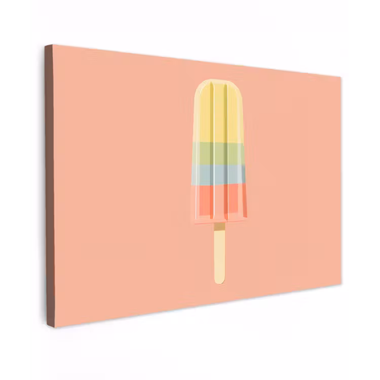 Waterijsje - Pasteltinten - Minimalistisch Tuinposter op houten frame 2 cm dik klein -3d