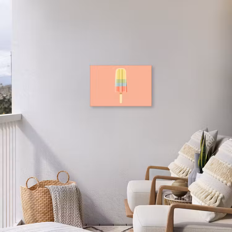 Waterijsje - Pasteltinten - Minimalistisch Tuinposter op houten frame 2 cm dik klein -sfeer1