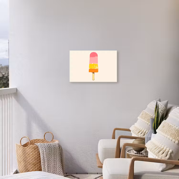Waterijsje - Retro - Stokje - Roze Tuinposter op houten frame 2 cm dik klein -sfeer1