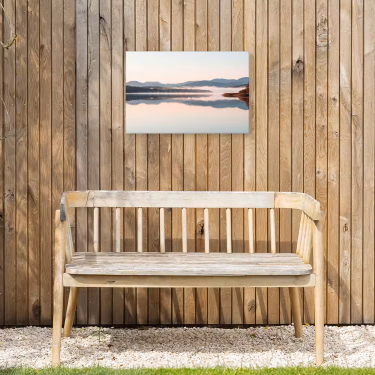 Water - Bomen - Mistlaag Tuinposter op houten frame 2 cm dik klein -sfeer4
