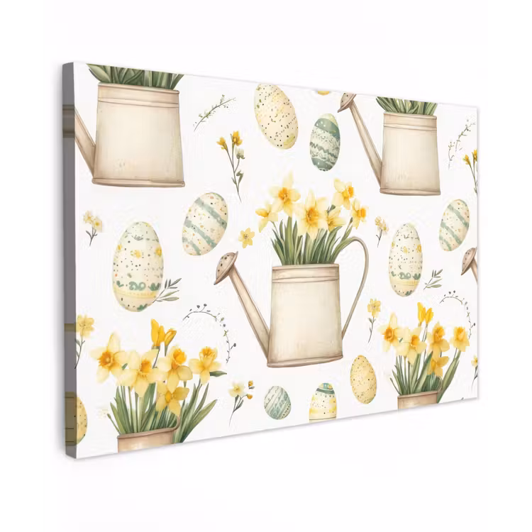 Gieter - Bloemen - Eieren Tuinposter op houten frame 2 cm dik klein -3d