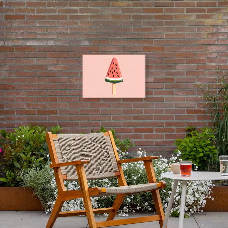 Watermeloen - Ijsje - Pitjes - Rood Tuinposter op houten frame 2 cm dik klein -sfeer3